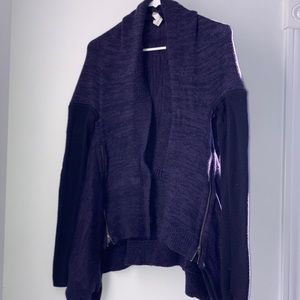 Lululemon Wrap It Up Sweater Womens Elbow Patches Merino Wool Black Grape